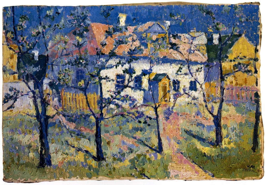 Garden in Blossom, by Kazimir Malevich, oil, 1920