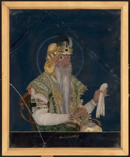 Portrait of Maharajra Ranjit Singh (1780-1839), nimbate, by Kehar Singh