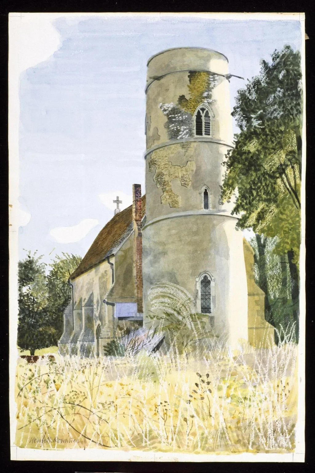 SS Peter and Paul, Little Saling, Essex, by Kenneth Rowntree, watercolor, 1942