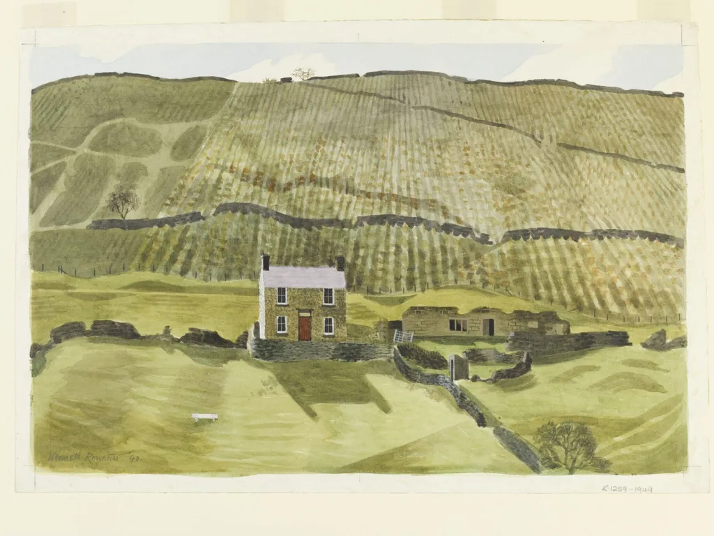 Underbank Farm, Woodlands, Ashdale, Derbyshire, by Kenneth Rowntree, watercolor, 1940