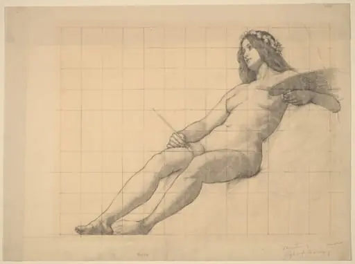 Reclining Female Nude Study for "Painting", by Kenyon Cox