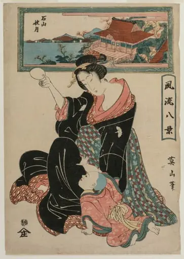 Autumn Moon at the Temple Ishiyamadera from the series Fashionable Eight Views, by Kikukawa Eizan