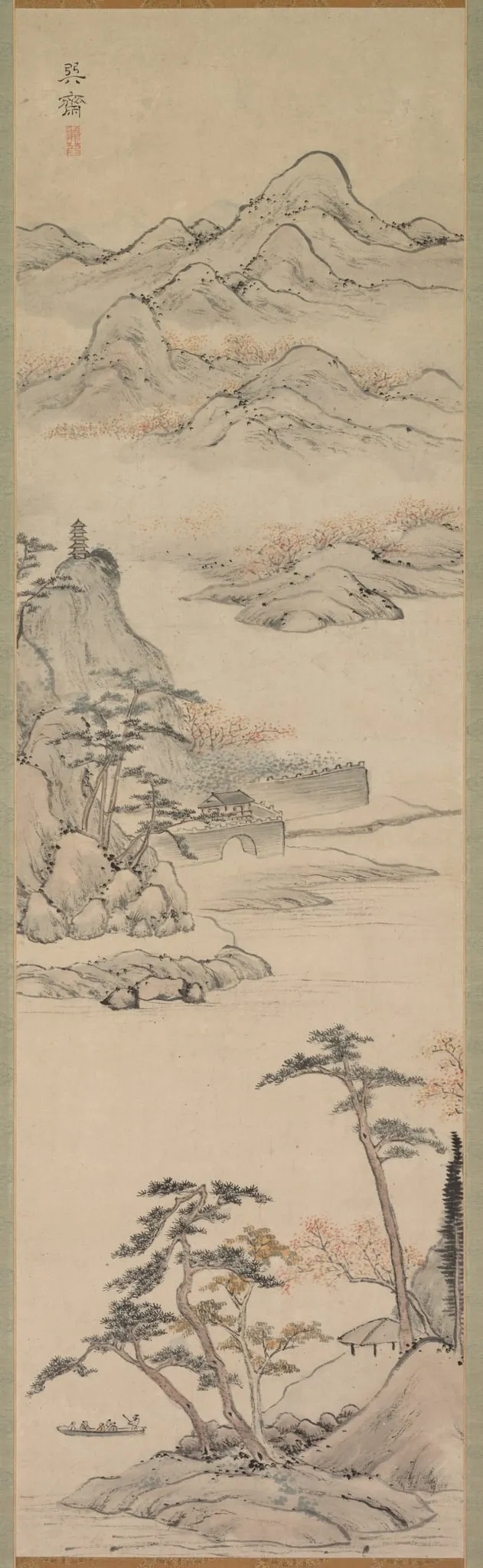 Landscape with Boaters, by Kimura Kenkadō, unspecified, 1786
