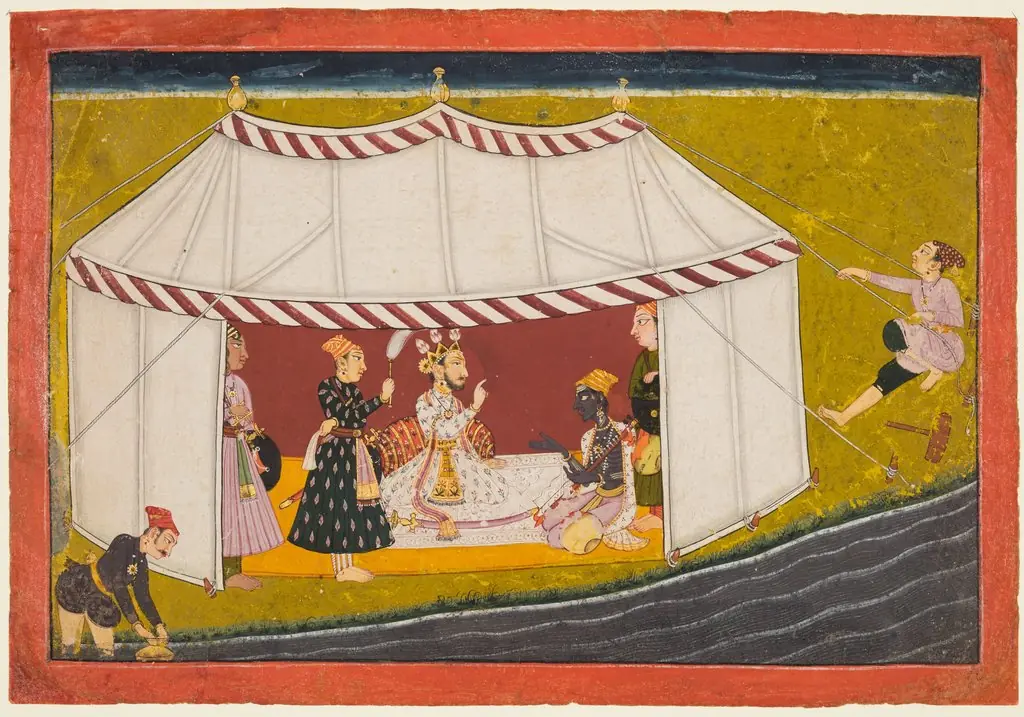 King Bikramaditya Summons Madhava, from a Madhavanala Kamakandala, 1700