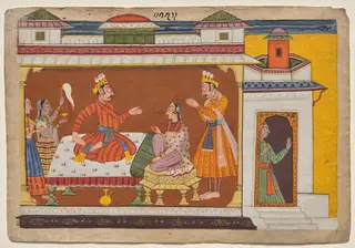 King Dasharatha sends his chief minister Sumantra to summon Rama, from the "Shangri" Ramayana