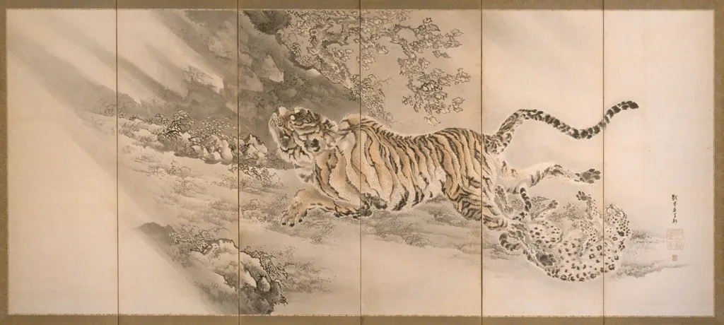 Tiger in Landscape (one of a pair), by Kishi Ganku, unspecified, 1799