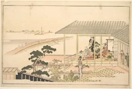 狂月坊|A Party of Merrymakers in a House in the Yoshiwara on a Moonlight Night, by Kitagawa Utamaro
