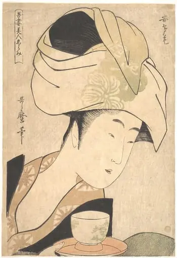 吾妻美人ゑらみ|A Tea-house Waitress, by Kitagawa Utamaro