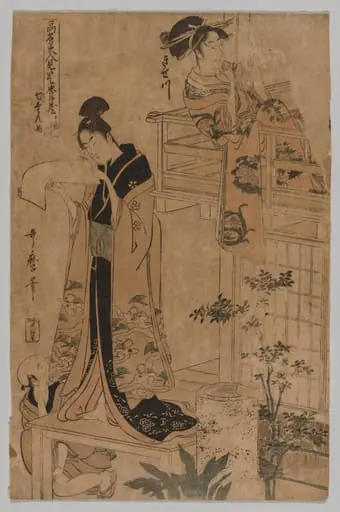 Act VII from the series The Storehouse of Loyal Retainers As Portrayed by Famous Beauties in Twelve Leaves, by Kitagawa Utamaro