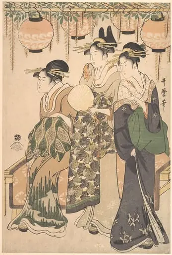 藤棚下の遊女たち|Courtesans Beneath a Wisteria Arbor (Fuji dana shita no yūjo tachi), by Kitagawa Utamaro