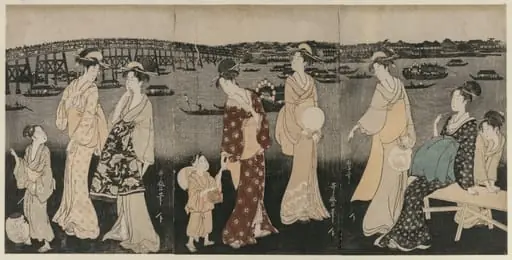 Enjoying the Evening Cool Along the Sumida River, by Kitagawa Utamaro