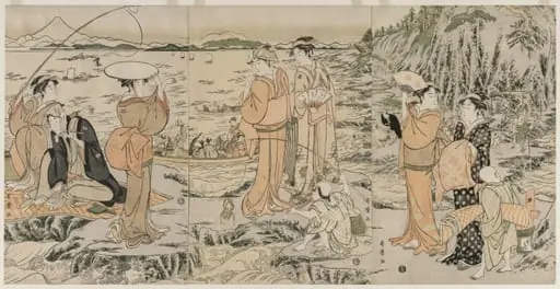 Fishing at Iwaya on Enoshima, by Kitagawa Utamaro