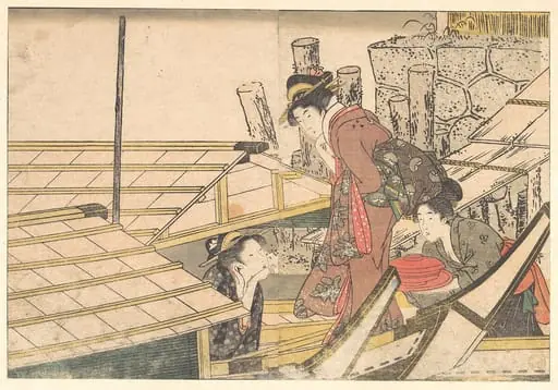 四季の花|Girls Getting on Board a Boat, from the illustrated book Flowers of the Four Seasons, by Kitagawa Utamaro