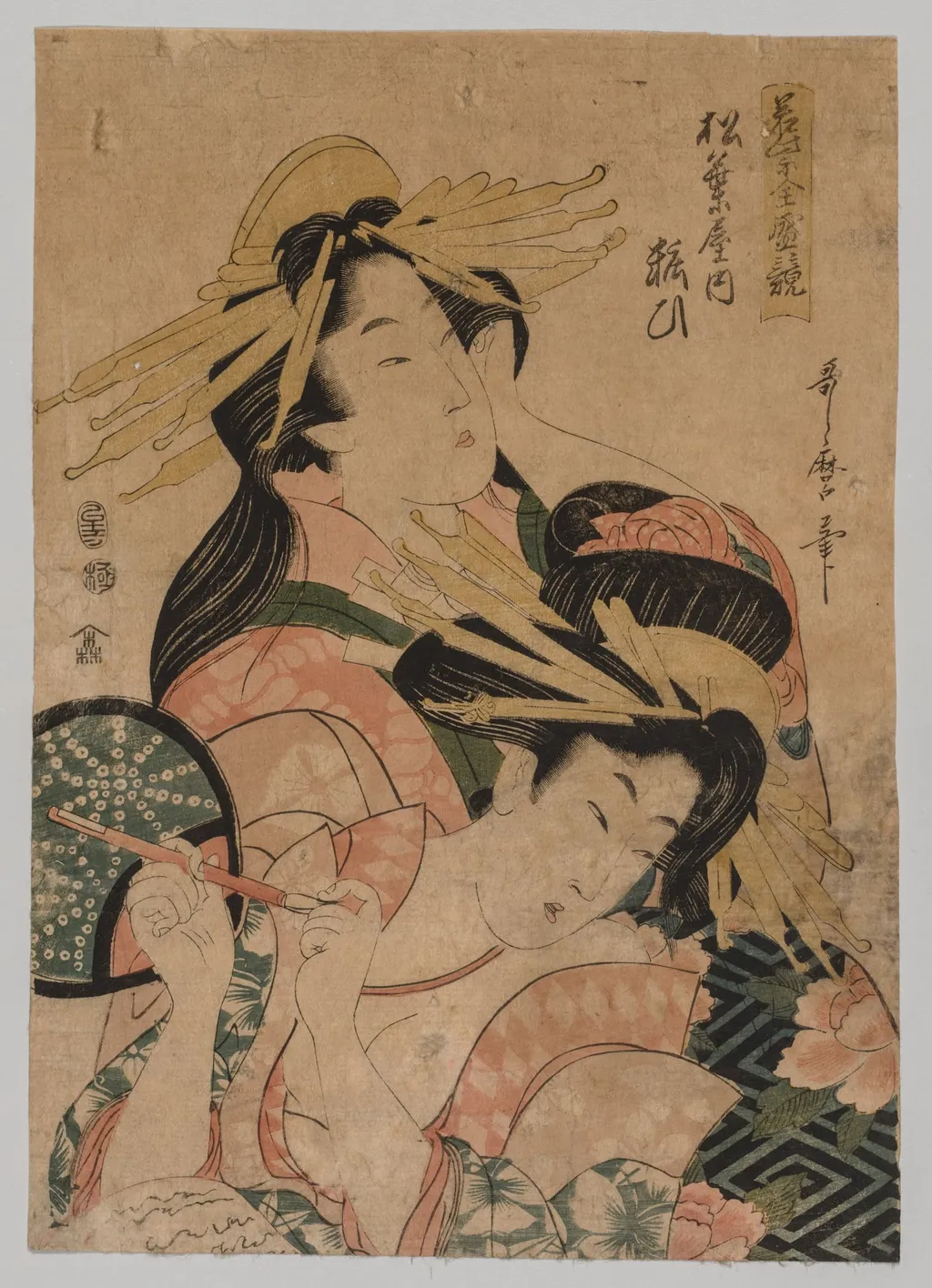 Half-length Portrait of Two Courtesans, by Kitagawa Utamaro, 1780
