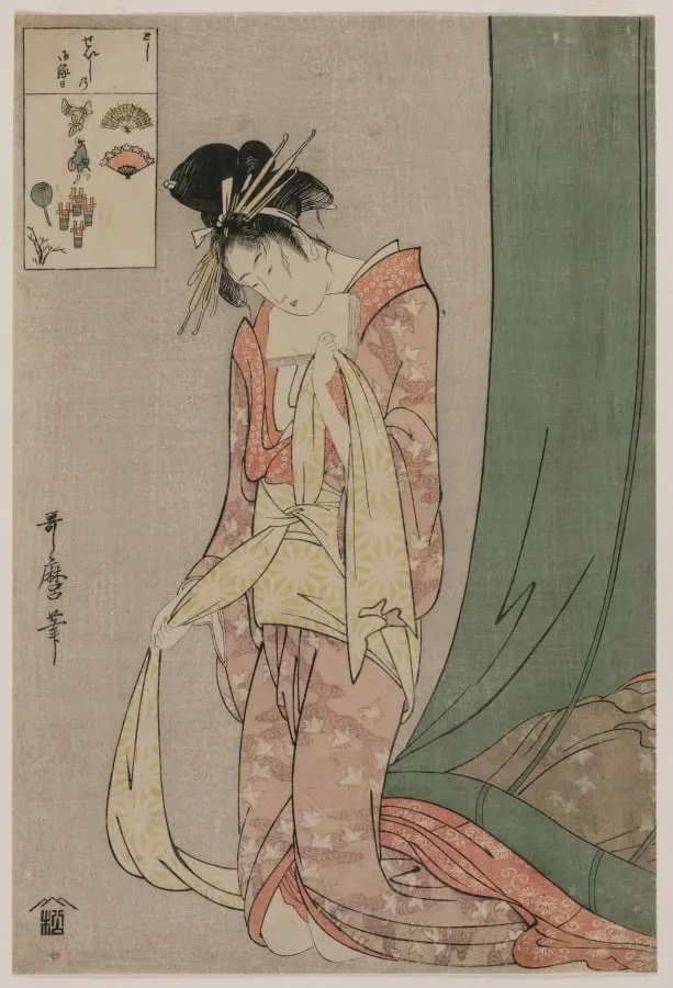 Hanaōgi of Ōgiya from the series Picture Puzzles, by Kitagawa Utamaro, 1797