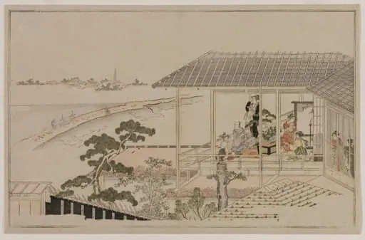 Moonrise Over the Nihon Embankment and the Yoshiwara, by Kitagawa Utamaro