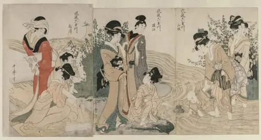 Musashi, Omi, Yamashiro, and Settsu Provinces from the series Fashionable Six Jewel Rivers (Furyu Mu Tamagawa), by Kitagawa Utamaro