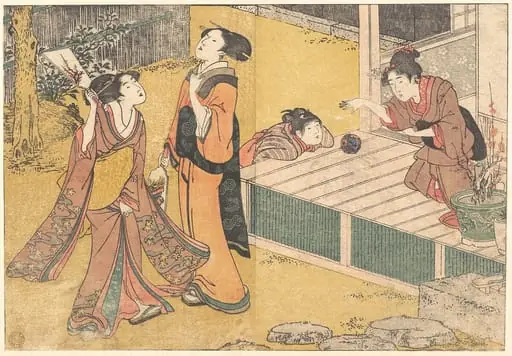 四季の花|New Year's Games, from the printed book Flowers of the Four Seasons (Shiki no hana), by Kitagawa Utamaro, 1801