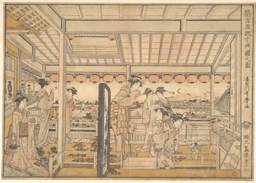 新吉原仮宅両国之図|Picture of the Temporary Lodgings of the New Yoshiwara Pleasure Quarter at Ryōgoku  (Shin Yoshiwara Karitaku Ryogoku no zu)
