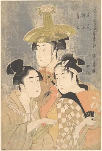 青楼仁和嘉女芸者之部 唐人 獅子 角力|Seiro Niwaka Onna Geisha no Bu Tojin Shishi Sumo, by Kitagawa Utamaro