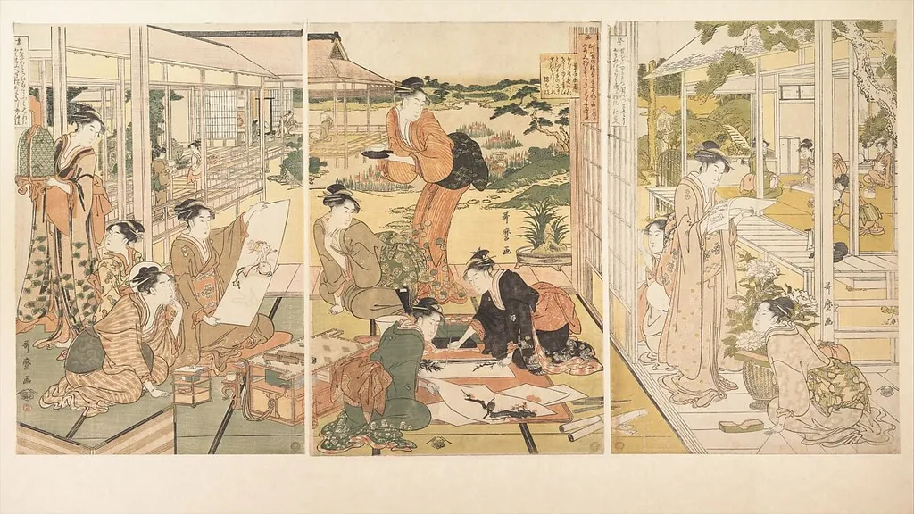 喜多川歌麿画 琴棋書画|The Four Accomplishments (Kinkishoga), by Kitagawa Utamaro, ink, 1789
