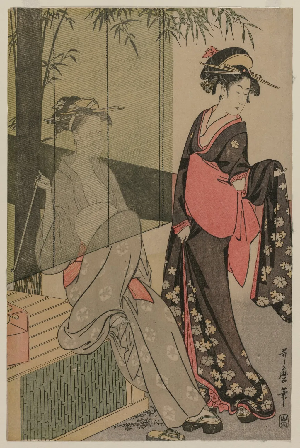 Two Women by a Bamboo Blind, by Kitagawa Utamaro, 1797