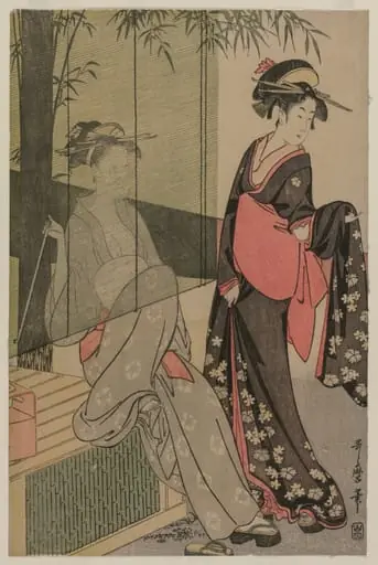 Two Women by a Bamboo Blind, by Kitagawa Utamaro