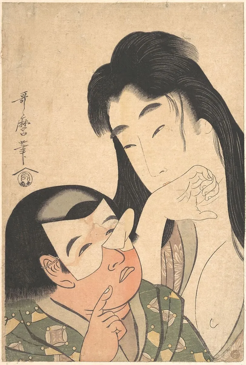山姥と金太郎|Yamauba and Kintoki, by Kitagawa Utamaro, ink, 1795