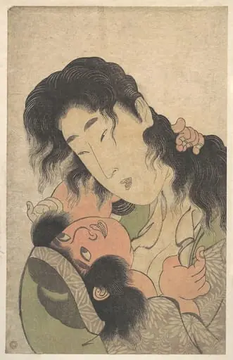喜多川歌麿画  山姥と金太郎|Yamauba Playing with Kintarō, by Kitagawa Utamaro