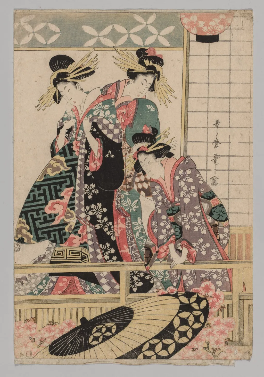Yoshiwara Women Looking into the Street at Springtime, by Kitagawa Utamaro, 1780