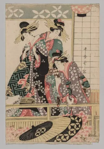 Yoshiwara Women Looking into the Street at Springtime, by Kitagawa Utamaro
