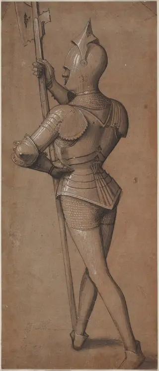 Knight in Armor, Holding a Halberd