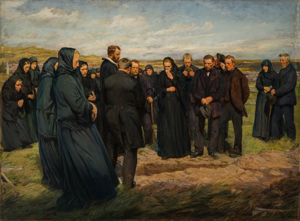 Peasant Funeral, by Knud Larsen, oil, 1905