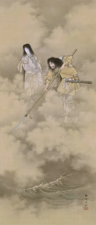 Izanami and Izanagi Creating the Japanese Islands, by Kobayashi Eitaku, unspecified, 1890