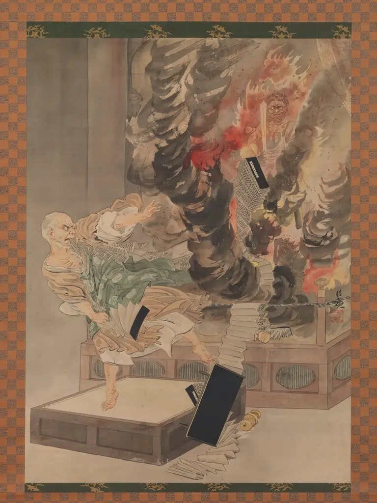 The Fury of Monk Raigō, by Kobayashi Kiyochika