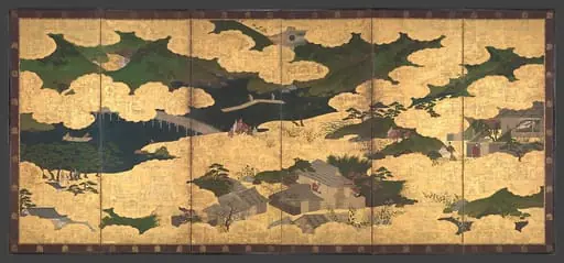 平家物語図屏風  「小督」 「大原御幸」|"Kogō" and "The Imperial Procession to Ōhara", from The Tale of the Heike (Heike monogatari), 1618