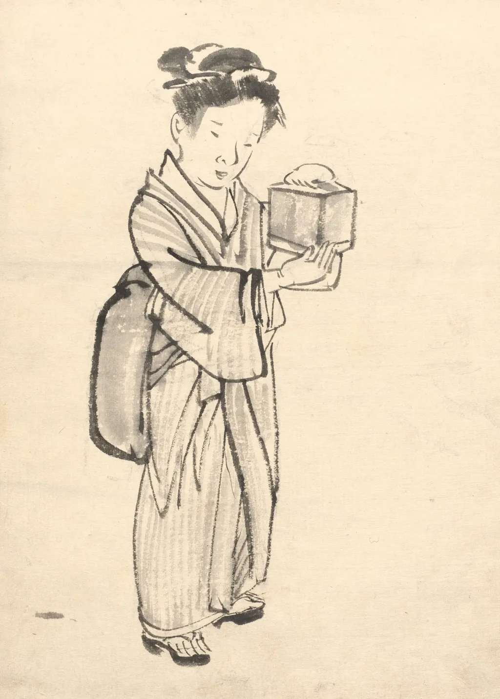 Girl Holding a Cricket Cage, by Kōno Bairei, 1888