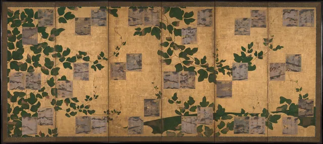 Anthology of Japanese and Chinese Poems (Wakan rōeishū) with Underpainting of Arrowroot Vines