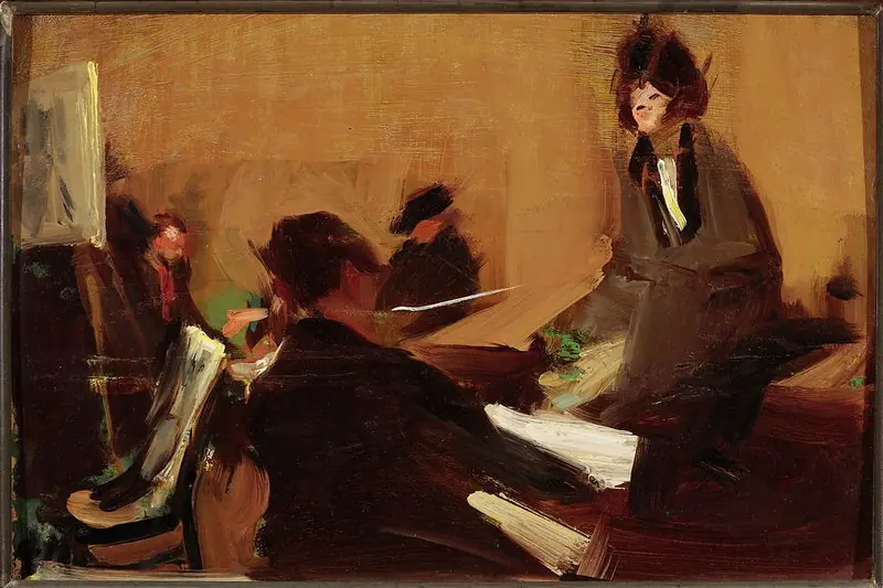 Evening in the studio, sketch, by Konrad Krzyżanowski