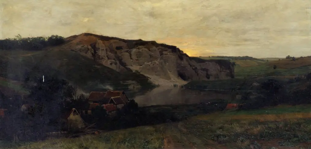 Felslandschaft mit Weiher, by Konrad Lessing