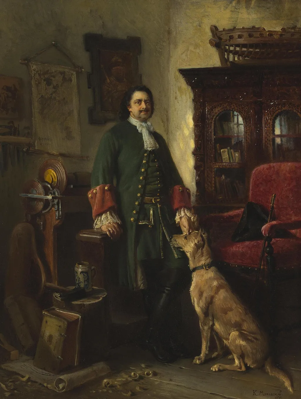 Peter the Great in His Studio, by Konstantin Makovsky, oil, 1870