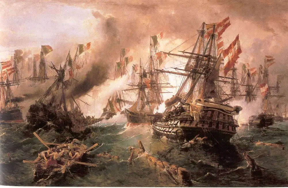 Naval battle at Lissa, by Konstantinos Volanakis