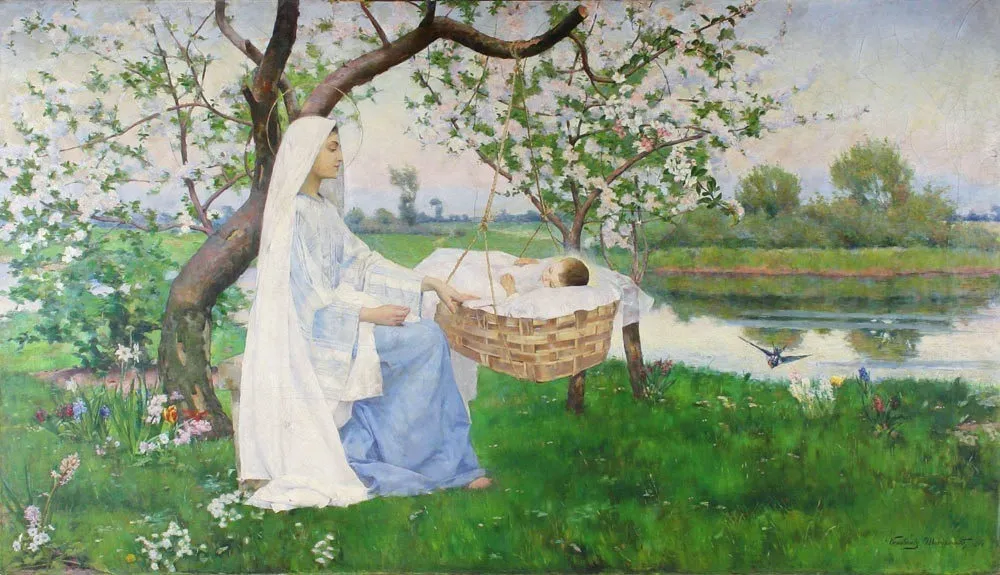 Matka Boska Wiosenna, by Konstanty Mańkowski, oil