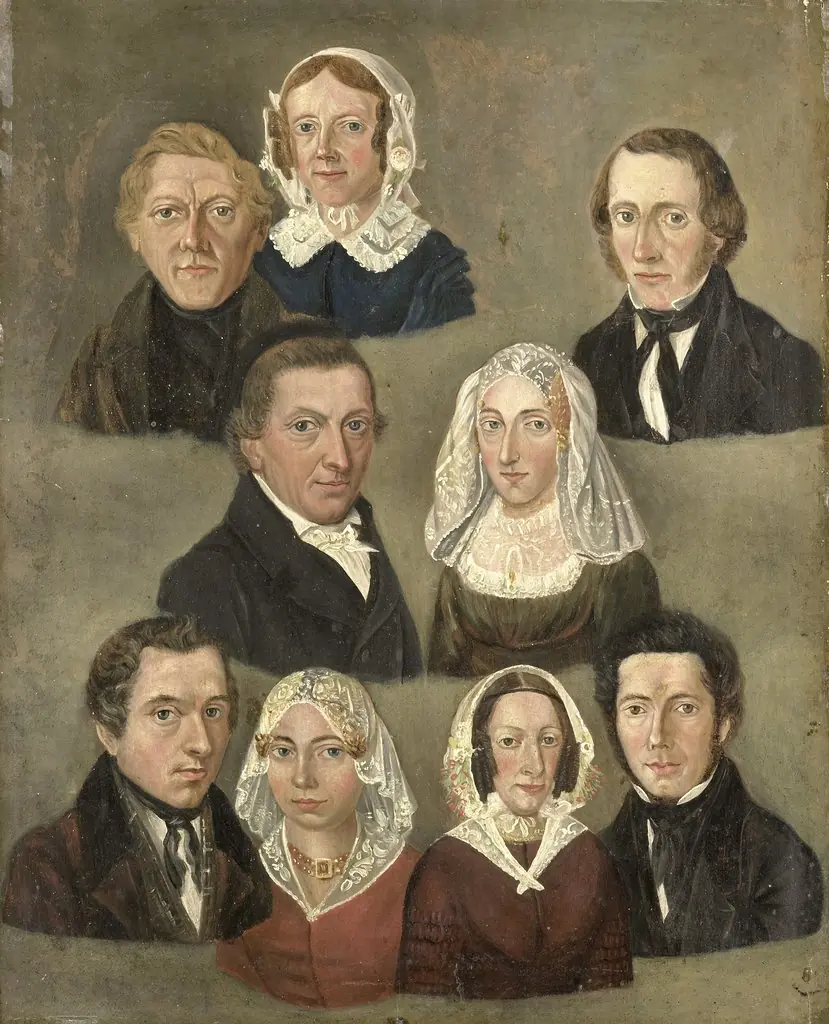 Portret van de predikant Hendrick de Cock te Ulrum, met zijn vrouw, en zeven andere portretten, by Kornelis Douwes Teenstra