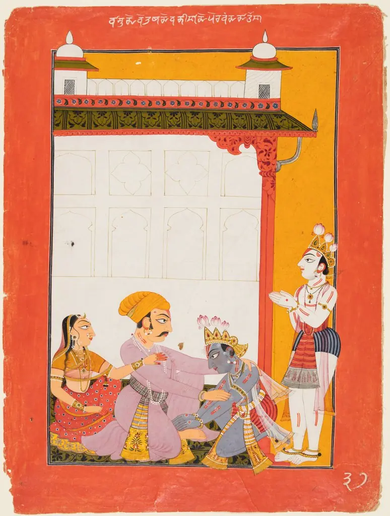 Krishna and Balarama Touching the Feet of Vasudeva and Devaki