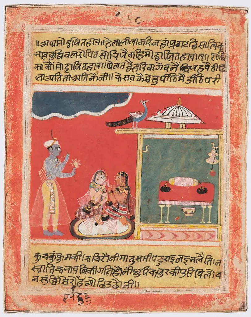 Krishna and Radha Avoid Embarrassment: Mottaita Bhava, from a Rasikapriya