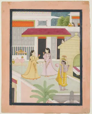 Krishna and Radha with Attendant