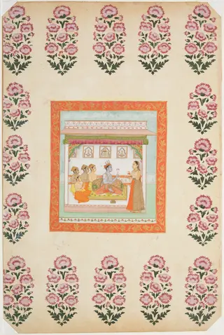 Krishna Awaiting Radha in a Palace
