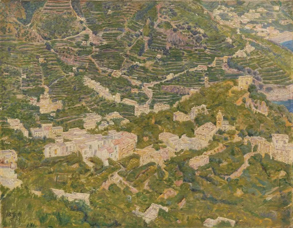 Bird's Eye View from Ravello towards Torello, by Kristian Zahrtmann