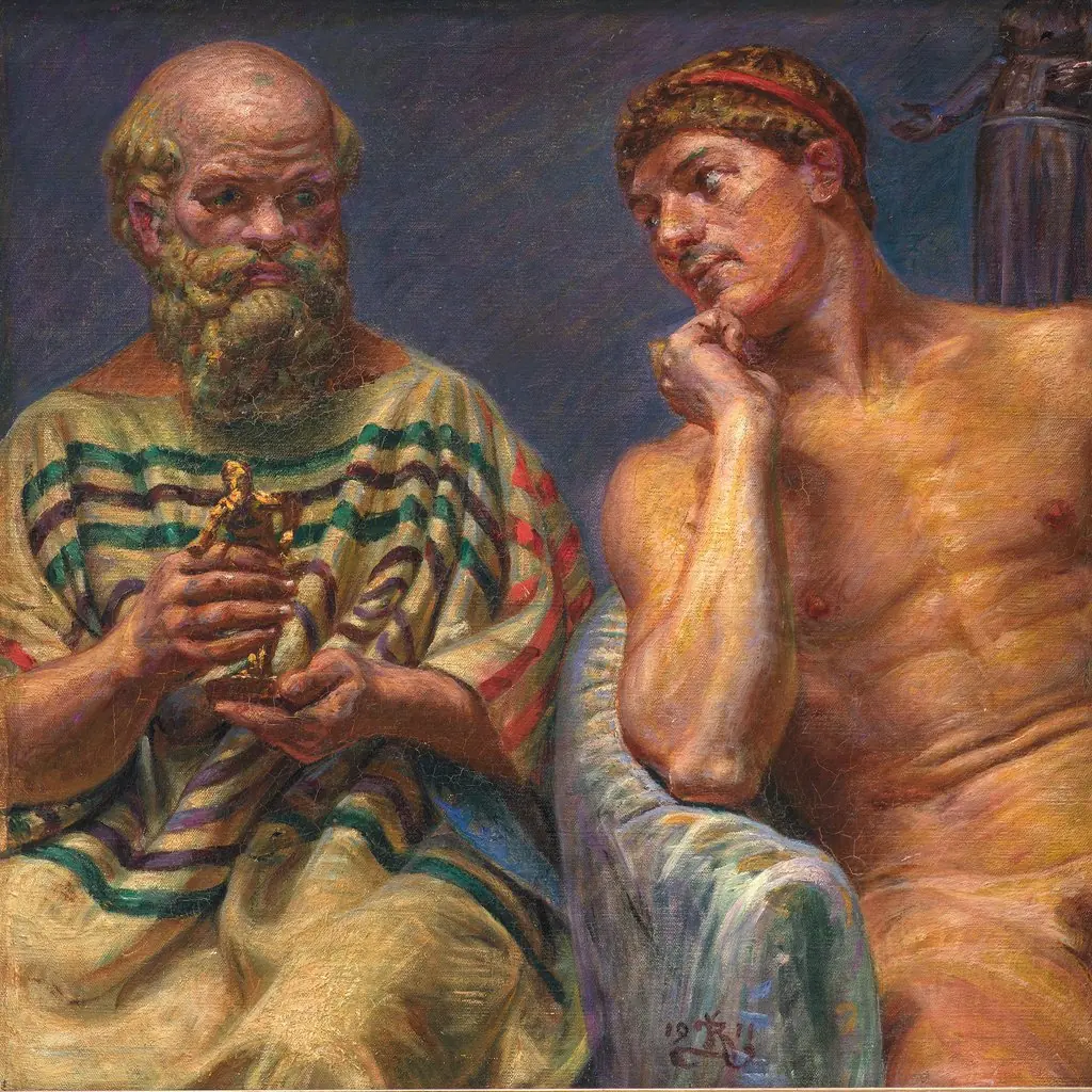 Socrates and Alcibiades, by Kristian Zahrtmann